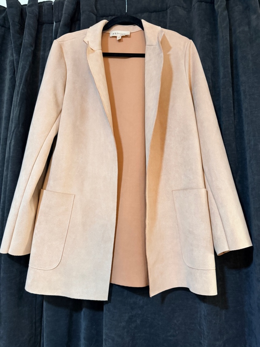 Philosophy Blush Suede Open-Front Blazer